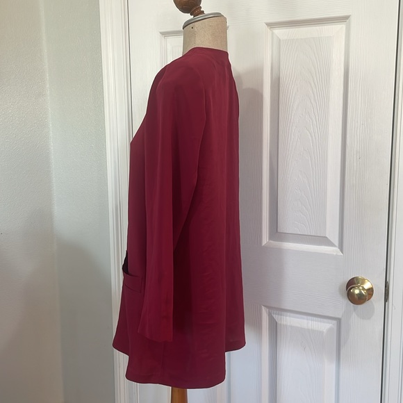 Vintage custom-made blazer silk jacket red oversized lightweight shoulder pads 8 - Picture 6 of 8